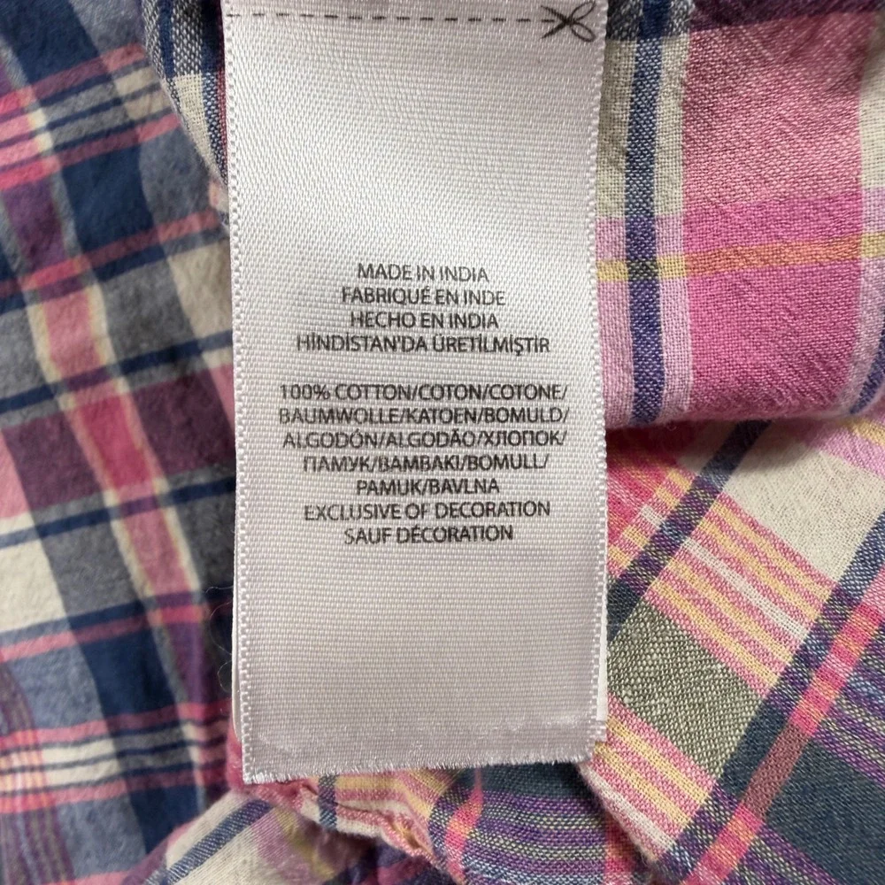 Polo Ralph Lauren Indian Madras Shirt Mens 3XB Pink Blue Plaid Short Sleeve Pony
